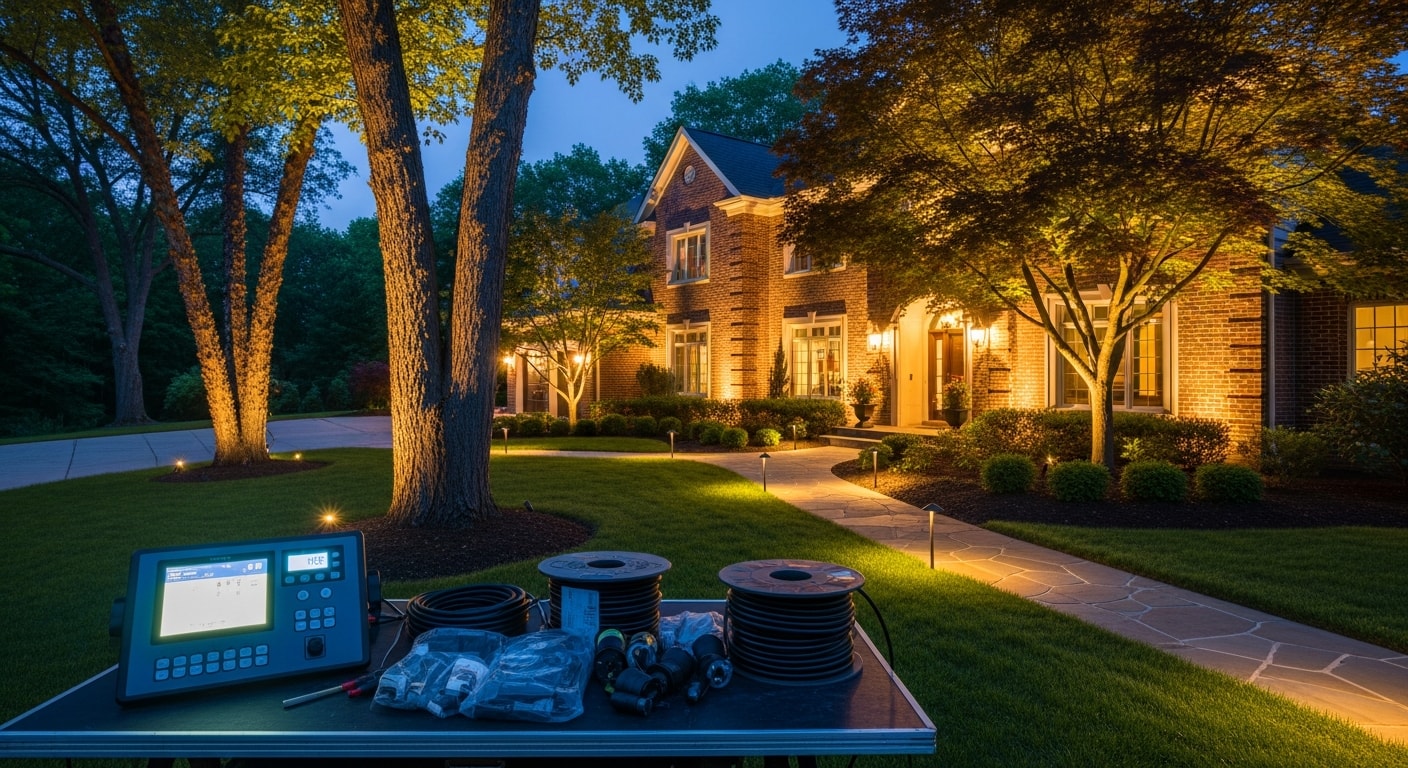 Outdoor landscape lighting installation
