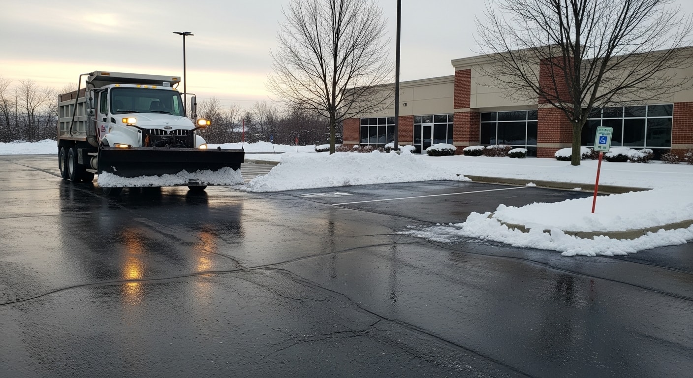 Commercial snow plowing service